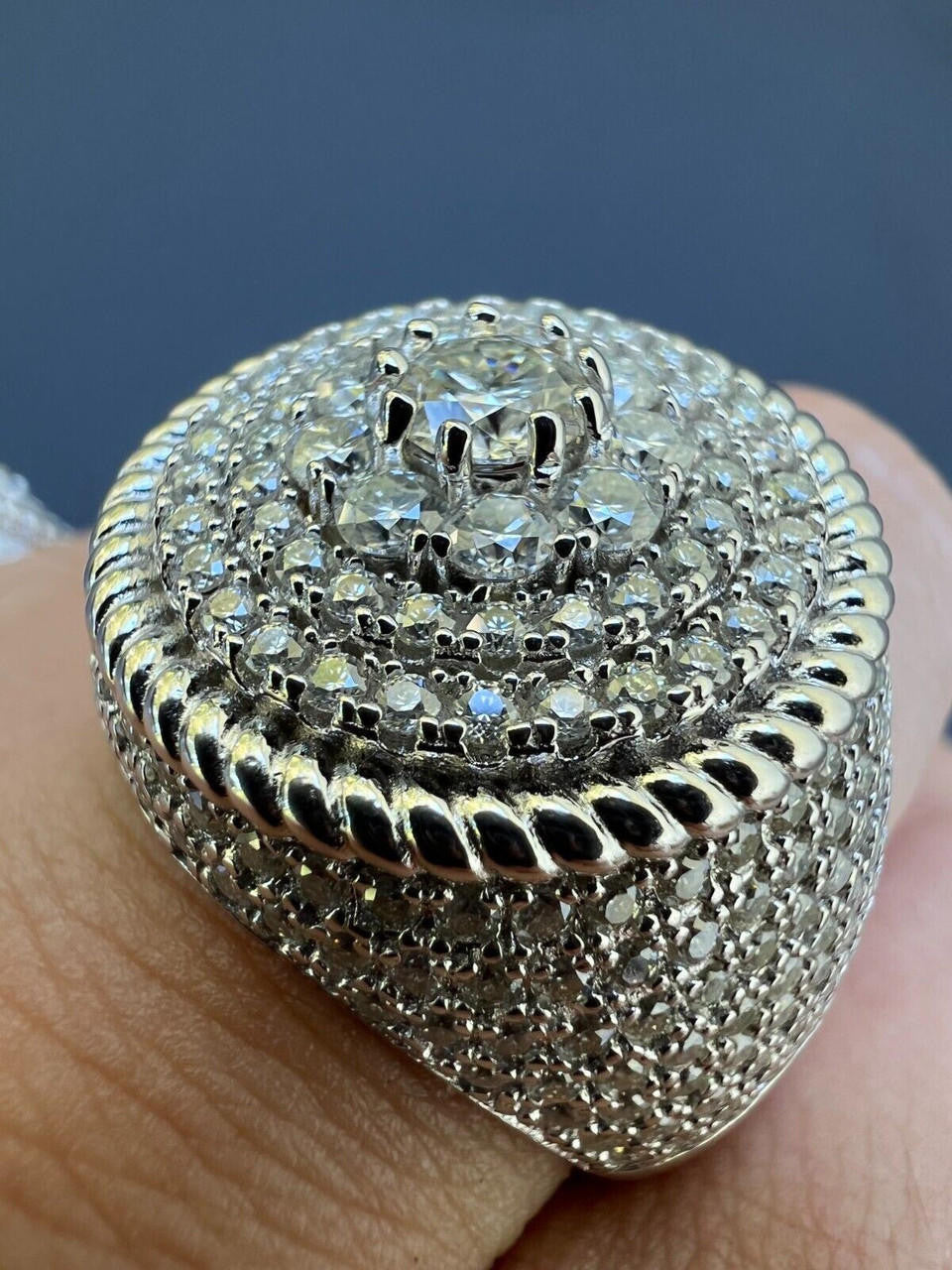 HarlemBling Mens 925 Silver Iced MOISSANITE RING Pass Diamond Test Pinky Hip Hop BIG 4.5ct