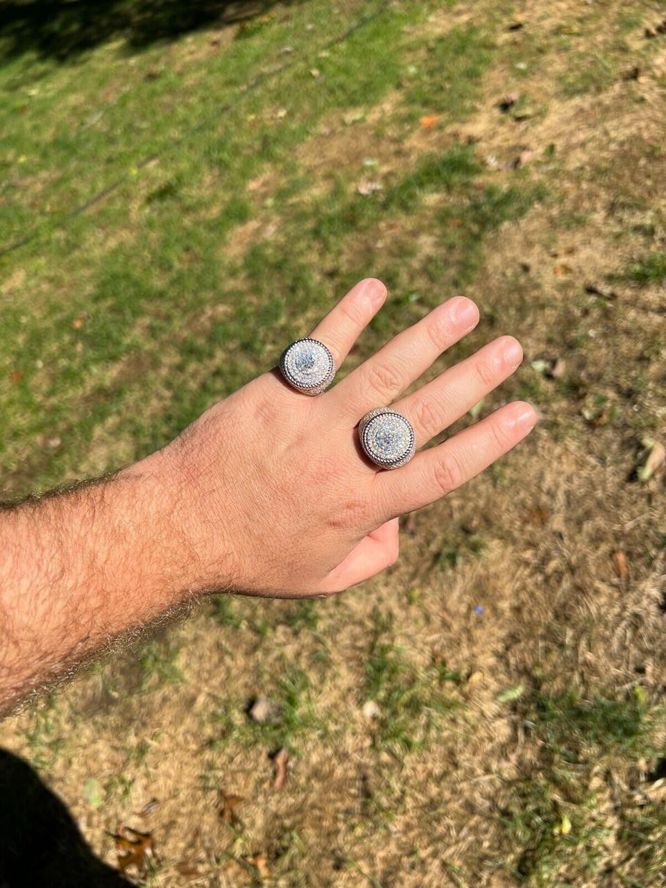 HarlemBling Mens 925 Silver Iced MOISSANITE RING Pass Diamond Test Pinky Hip Hop BIG 4.5ct