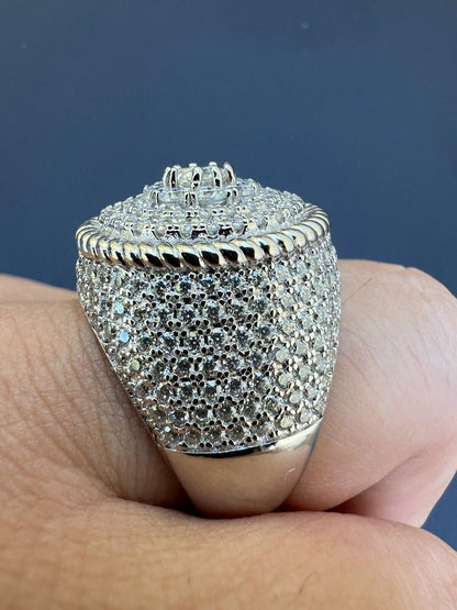 HarlemBling Mens 925 Silver Iced MOISSANITE RING Pass Diamond Test Pinky Hip Hop BIG 4.5ct