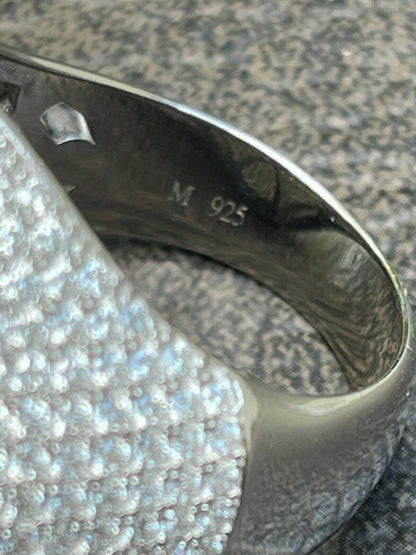 HarlemBling Mens 925 Silver MOISSANITE Pass Diamond Test Pinky RING Hip Hop Huge 27mm Pinky