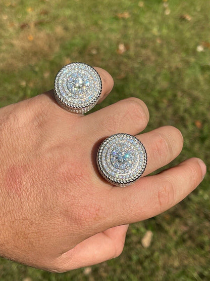 HarlemBling Mens 925 Silver MOISSANITE Pass Diamond Test Pinky RING Hip Hop Huge 27mm Pinky