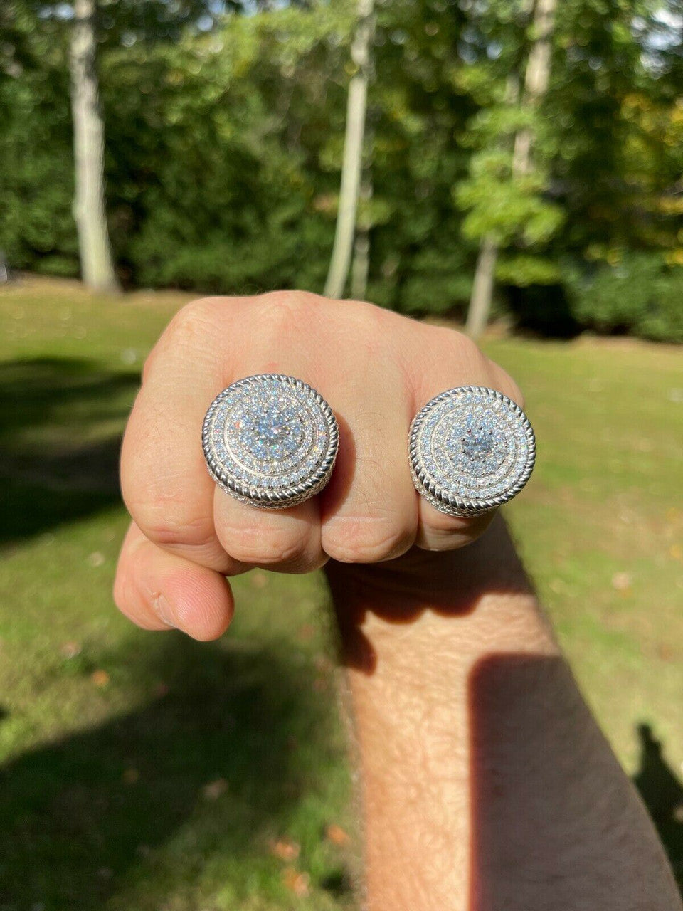 HarlemBling Mens 925 Silver MOISSANITE Pass Diamond Test Pinky RING Hip Hop Huge 27mm Pinky