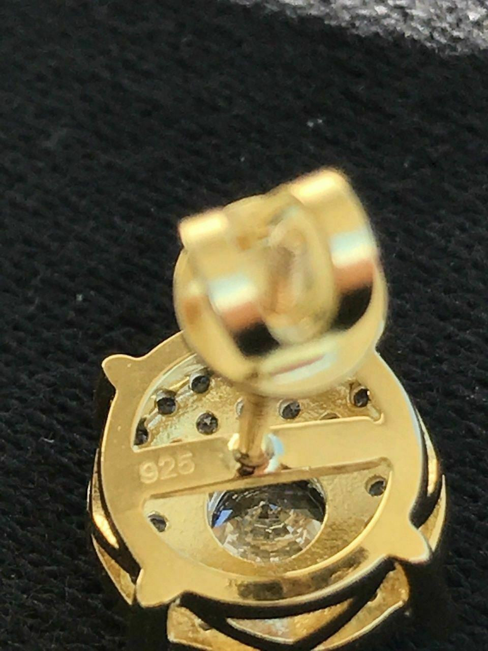 HarlemBling Mens and Womens 14k Gold Plated Sterling Silver 3/8 1.5ct Lab Diamond Earrings