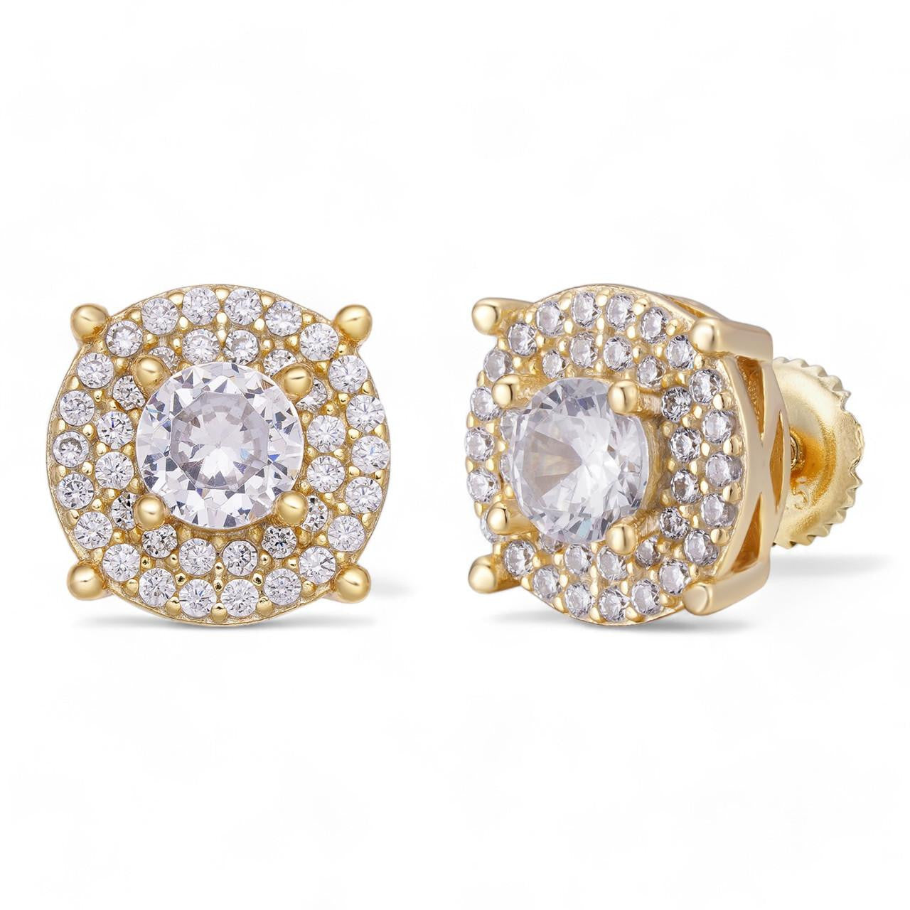 HarlemBling Men's & Womens 14k Gold Plated Sterling Silver 3/8" 1.5ct Lab Diamond Earrings