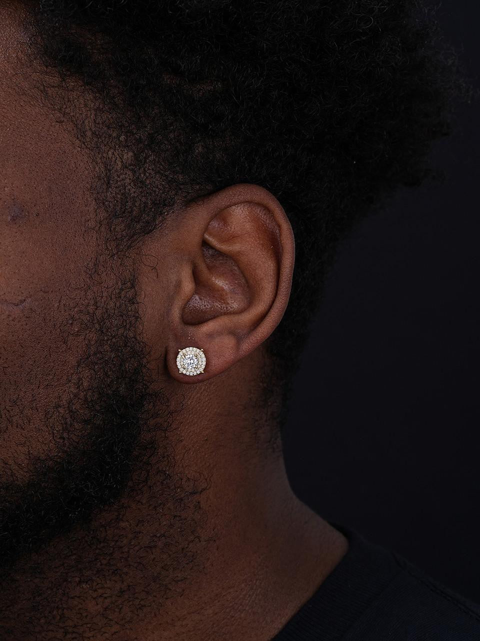 HarlemBling Men's & Womens 14k Gold Plated Sterling Silver 3/8" 1.5ct Lab Diamond Earrings