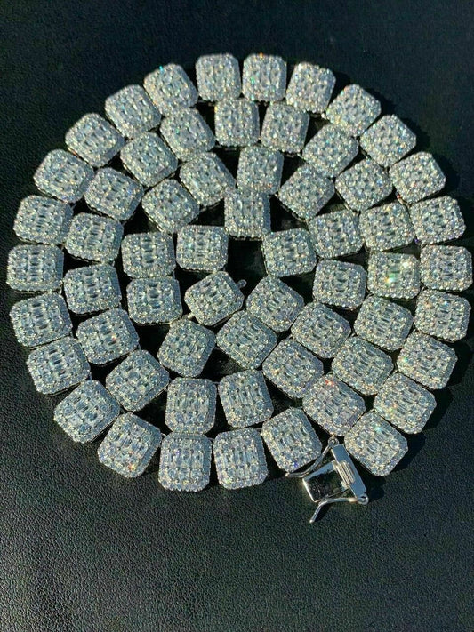 HarlemBling Mens Baguette Tennis Chain Real Solid 925 Silver 18 Choker - 30 ICY Diamond