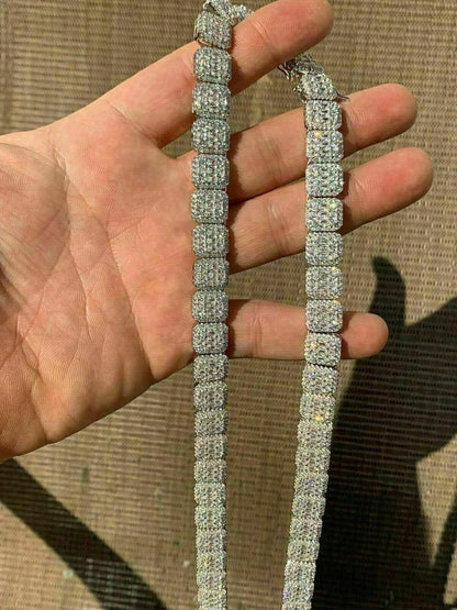 HarlemBling Mens Baguette Tennis Chain Real Solid 925 Silver 18 Choker - 30 ICY Diamond