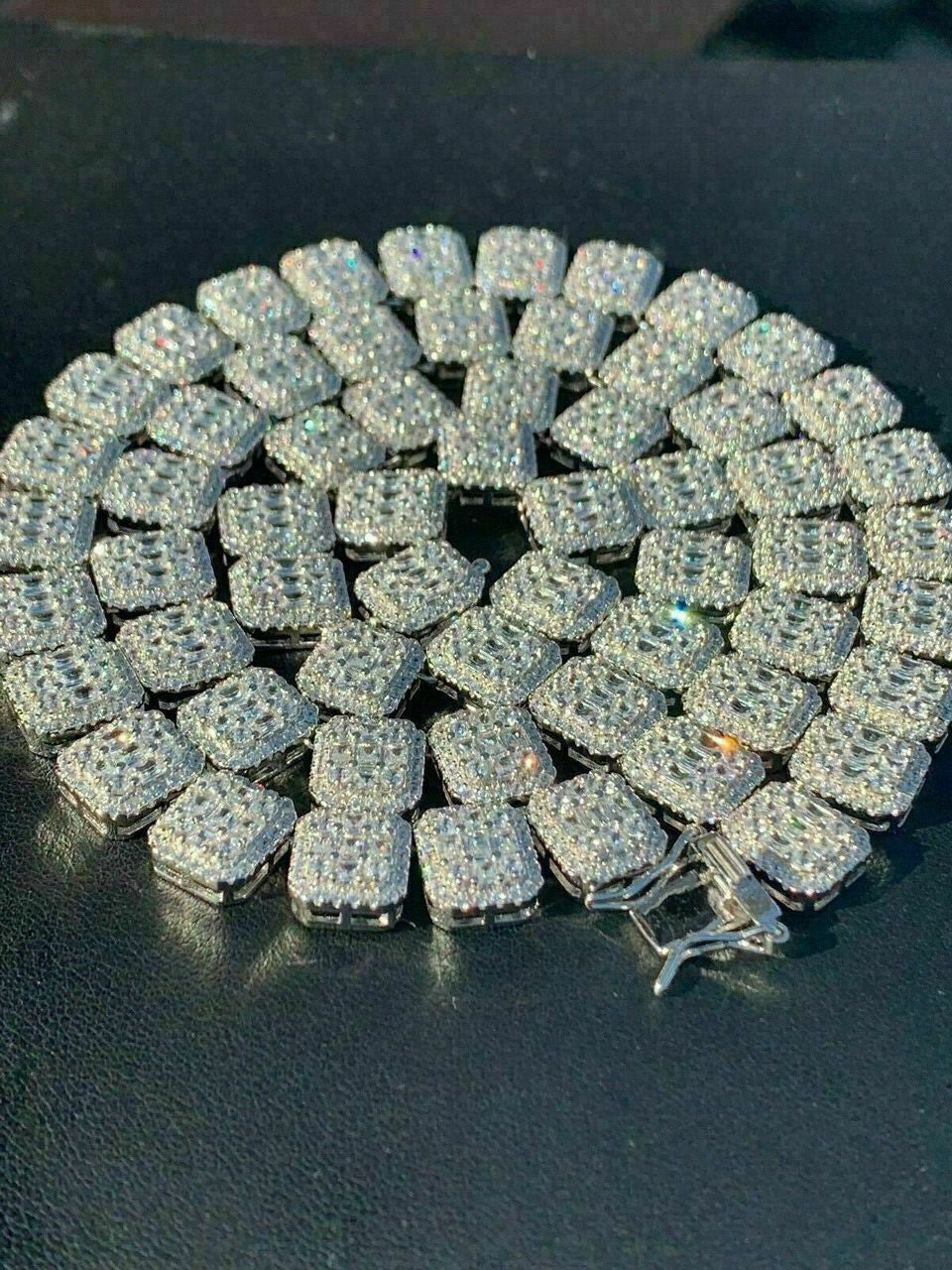 HarlemBling Mens Baguette Tennis Chain Real Solid 925 Silver 18 Choker - 30 ICY Diamond