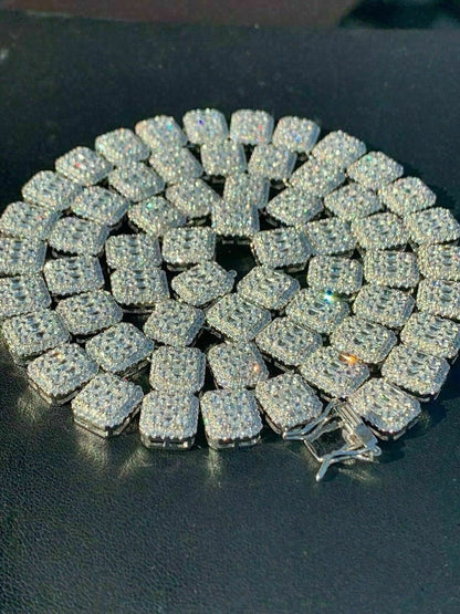 HarlemBling Mens Baguette Tennis Chain Real Solid 925 Silver 18 Choker - 30 ICY Diamond