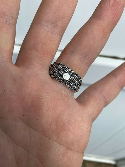 HarlemBling Mens Braided Weave RING Oxidize Rhodium Over Solid 925 Silver Pinky Wedding Band
