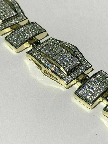 HarlemBling Mens Custom Bracelet 14k Yellow Gold Over Solid 925 Silver 10ct Manmade Diamonds