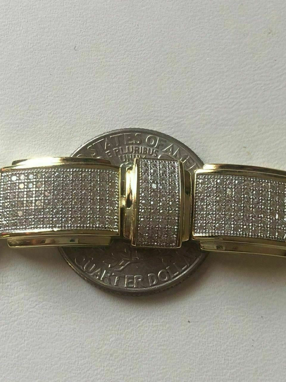 HarlemBling Mens Custom Bracelet 14k Yellow Gold Over Solid 925 Silver 12ct Manmade Diamonds