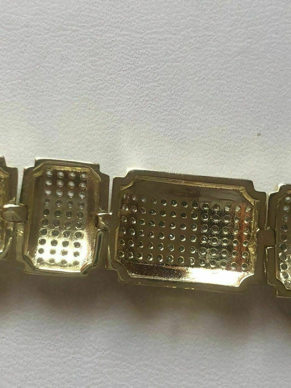 HarlemBling Mens Custom Bracelet 14k Yellow Gold Over Solid 925 Silver 12ct Manmade Diamonds