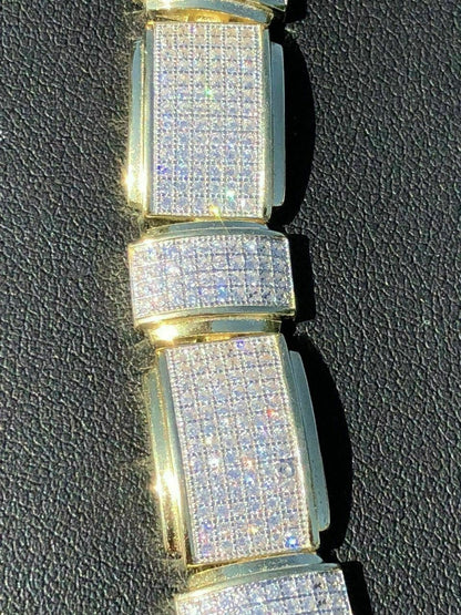 HarlemBling Mens Custom Bracelet 14k Yellow Gold Over Solid 925 Silver 12ct Manmade Diamonds