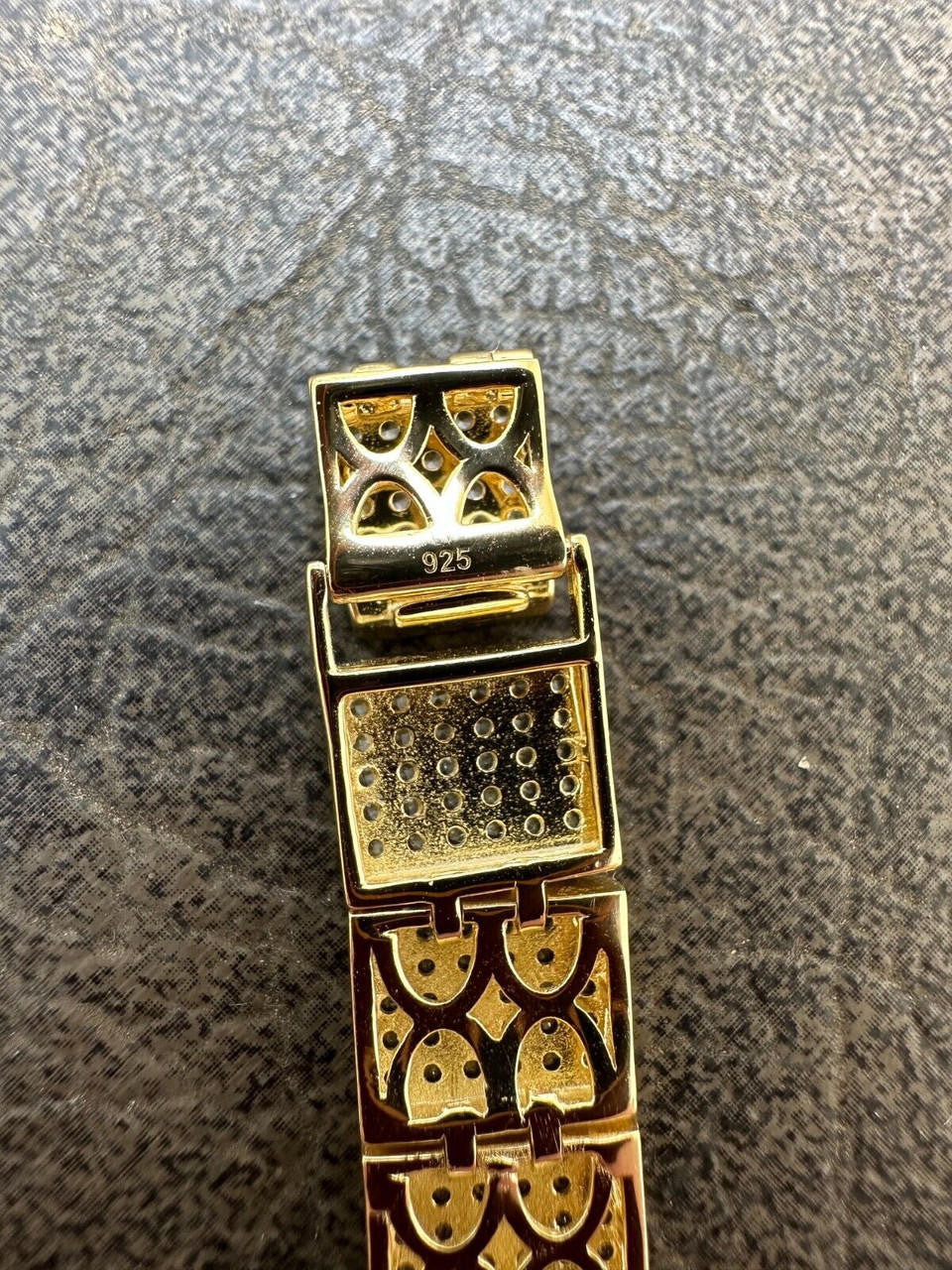 HarlemBling Mens Custom Made ICY Hip Hop Bracelet 14k Gold Plated 925 Sterling Silver CZ