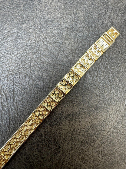 HarlemBling Mens Custom Made ICY Hip Hop Bracelet 14k Gold Plated 925 Sterling Silver CZ