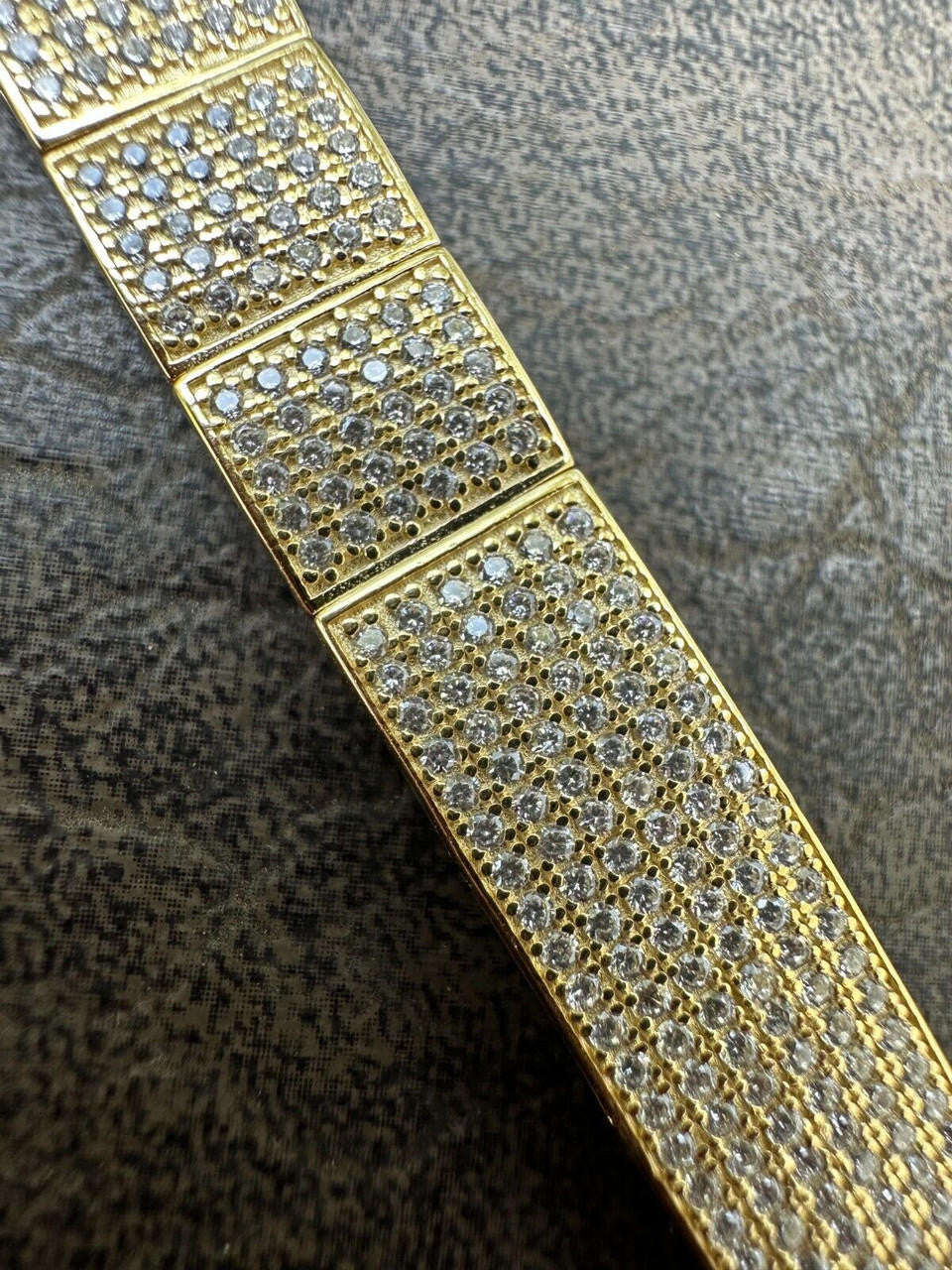 HarlemBling Mens Custom Made ICY Hip Hop Bracelet 14k Gold Plated 925 Sterling Silver CZ