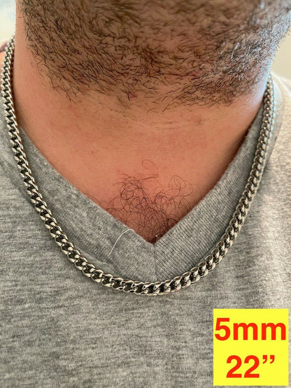 HarlemBling Mens Franco Chain Stainless Steel Necklace BEST QUALITY 18-30 3-8mm HEAVY