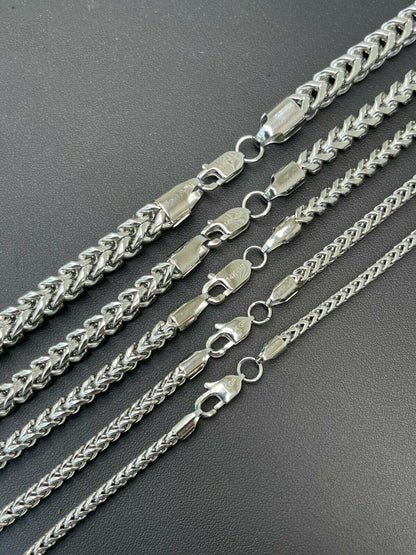 HarlemBling Mens Franco Chain Stainless Steel Necklace BEST QUALITY 18-30 3-8mm HEAVY