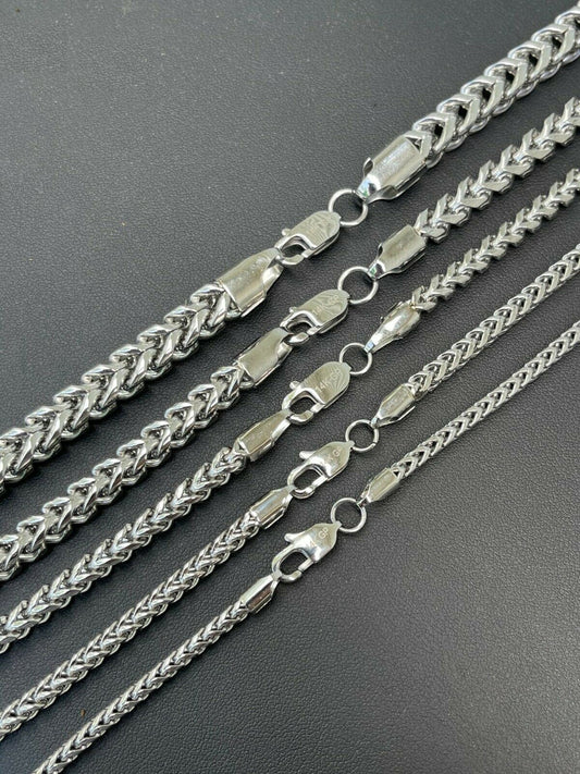 HarlemBling Mens Franco Chain Stainless Steel Necklace BEST QUALITY 18-30 3-8mm HEAVY