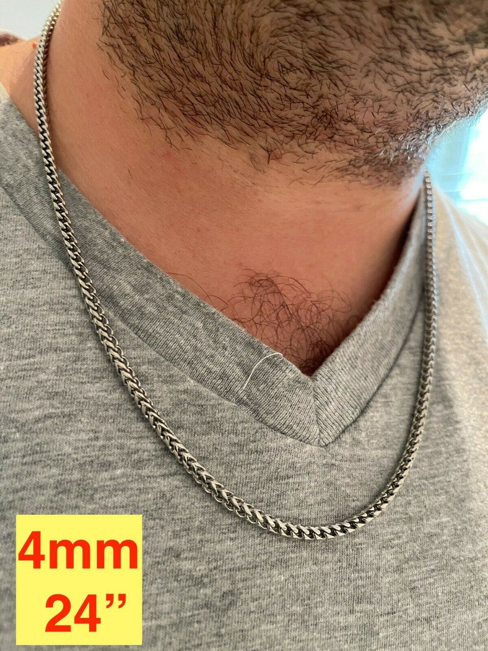 HarlemBling Mens Franco Chain Stainless Steel Necklace BEST QUALITY 18-30 3-8mm HEAVY