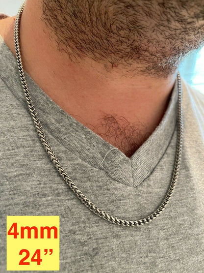 HarlemBling Mens Franco Chain Stainless Steel Necklace BEST QUALITY 18-30 3-8mm HEAVY