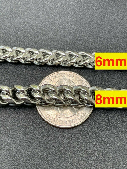 HarlemBling Mens Franco Chain Stainless Steel Necklace BEST QUALITY 18-30 3-8mm HEAVY