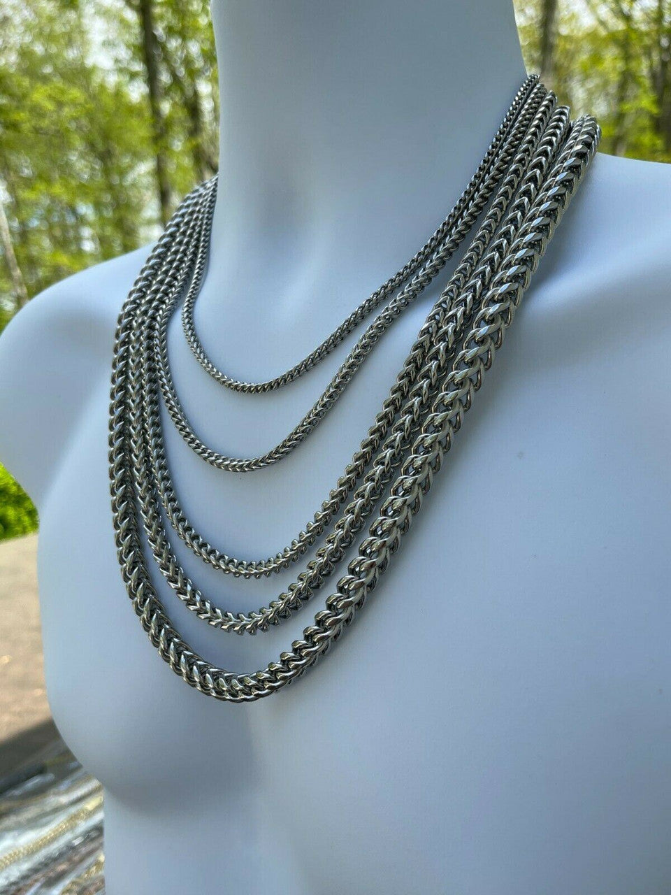 HarlemBling Mens Franco Chain Stainless Steel Necklace BEST QUALITY 18-30 3-8mm HEAVY