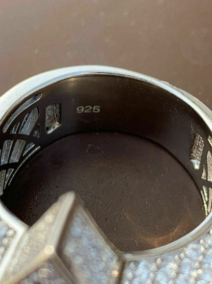 HarlemBling Mens Hip Hop 3D STAR Solid Rose Gold and 925 Silver Diamond Pinky RING Real Icy