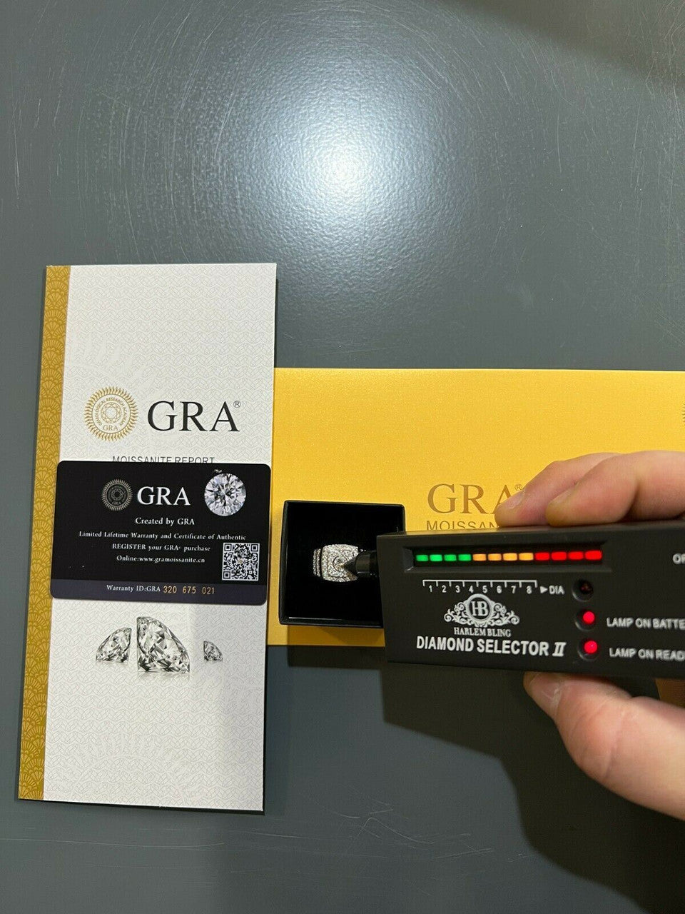 HarlemBling Mens Hip Hop Out Iced Moissanite Ring Real 925 Silver Pinky Passes Diamond Test