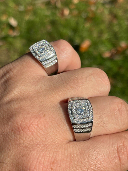 HarlemBling Mens Hip Hop Out Iced Moissanite Ring Real 925 Silver Pinky Passes Diamond Test