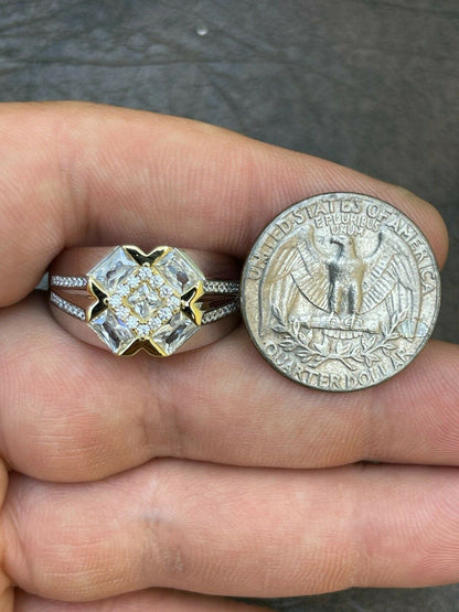 HarlemBling Mens Iced Real Solid 925 Silver Hip Hop Diamond RING Size 6 7 8 9 10 11 12 13
