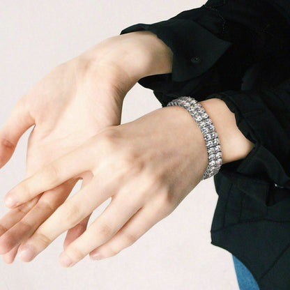 HarlemBling Mens Ladies 10mm Thick Two Row Tennis Bracelet Solid 925 Silver 6-9 5mm Diamond