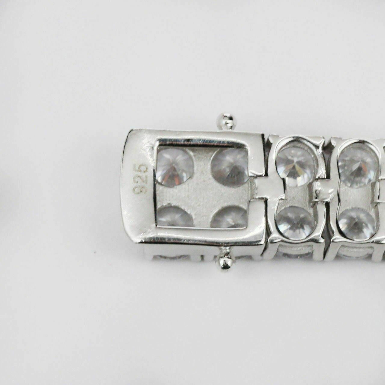 HarlemBling Mens Ladies 10mm Thick Two Row Tennis Bracelet Solid 925 Silver 6-9 5mm Diamond