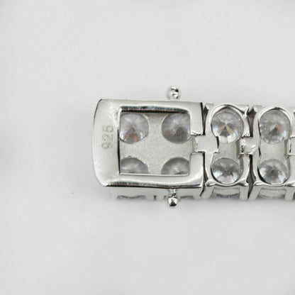 HarlemBling Mens Ladies 10mm Thick Two Row Tennis Bracelet Solid 925 Silver 6-9 5mm Diamond