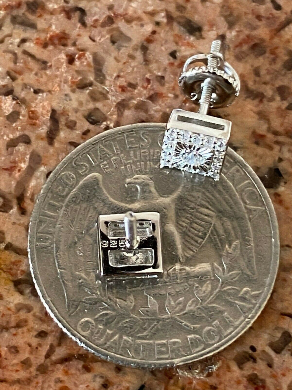 HarlemBling Mens Ladies Real Solid Sterling Silver Iced Diamond Cut Hip Hop Earrings Studs