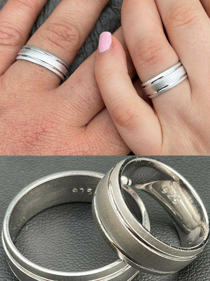 HarlemBling Mens Ladies Solid 925 Sterling Brush Silver Plain Wedding Band Ring Sizes 5-13