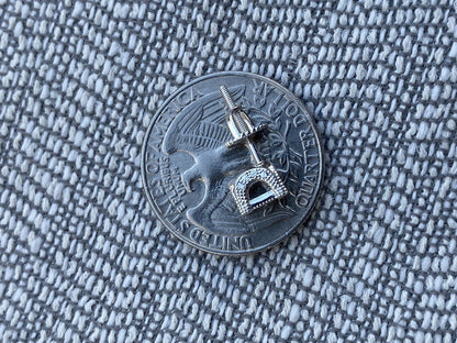 HarlemBling Mens Ladies Solid 925 Sterling Silver Iced Earrings Cube Studs Small 1/4 Square