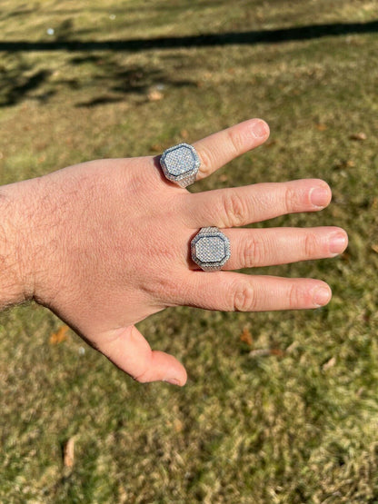 HarlemBling Mens Large Real 925 Silver 3ct MOISSANITE Pinky RING Hip Hop Pass Diamond Test