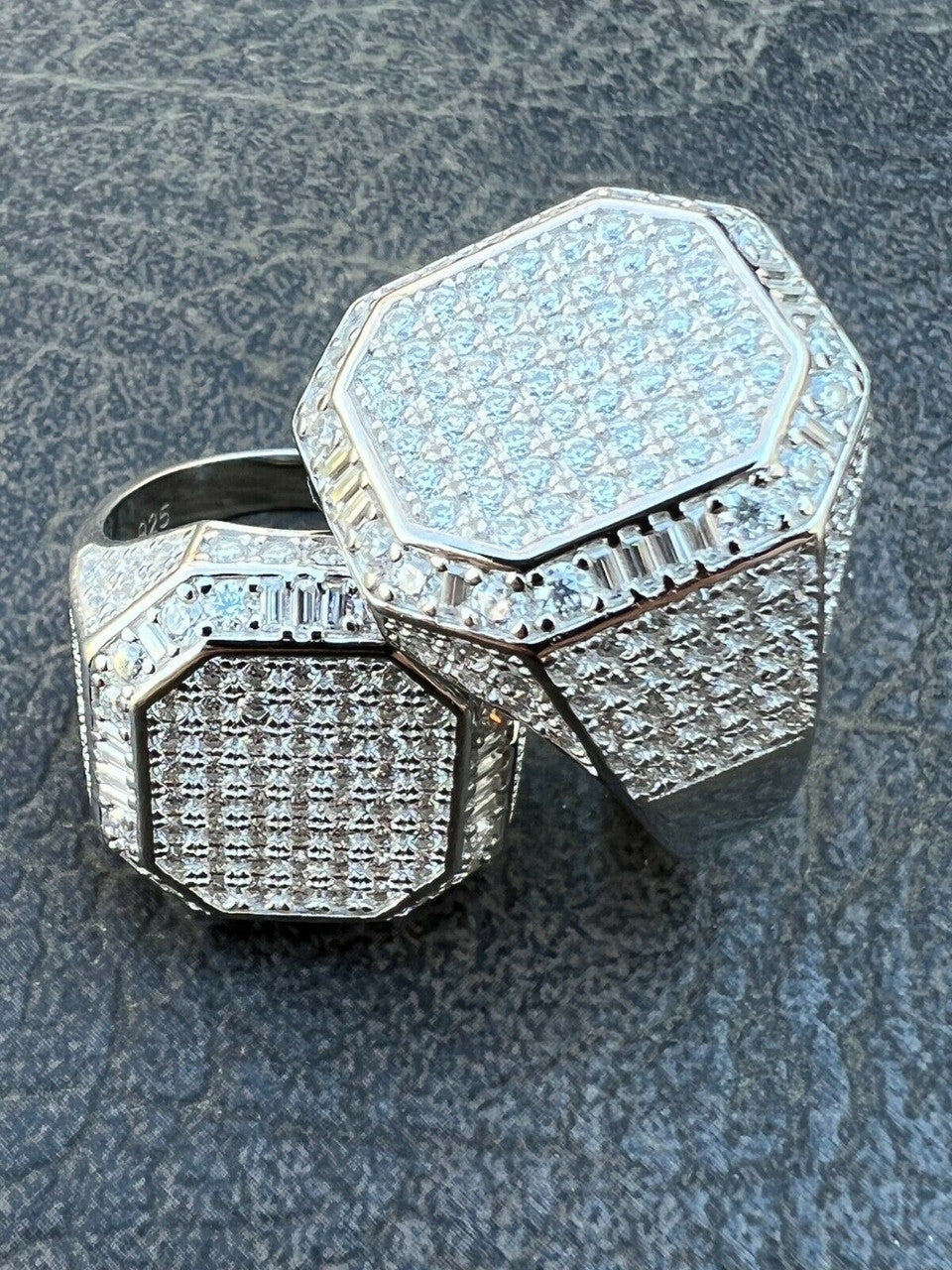 HarlemBling Mens Large Real 925 Silver 3ct MOISSANITE Pinky RING Hip Hop Pass Diamond Test