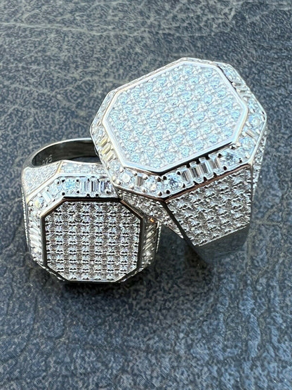 HarlemBling Mens Large Real 925 Silver 3ct MOISSANITE Pinky RING Hip Hop Pass Diamond Test