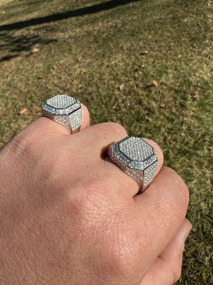 HarlemBling Mens Large Real 925 Silver 3ct MOISSANITE Pinky RING Hip Hop Pass Diamond Test