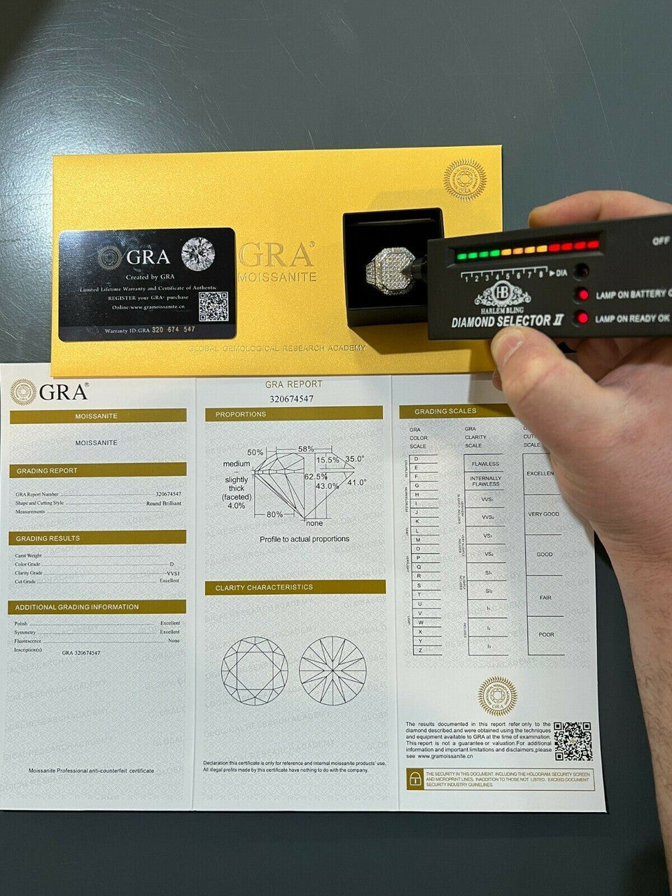 HarlemBling Mens Large Real 925 Silver 3ct MOISSANITE Pinky RING Hip Hop Pass Diamond Test