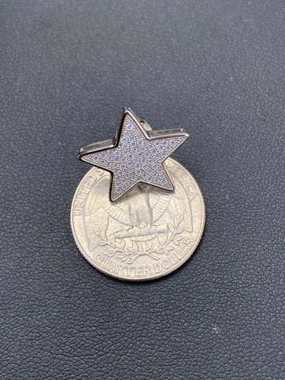 HarlemBling Mens Large Real 925 Sterling Silver Iced Star Diamond Hip Hop Earrings Screwback