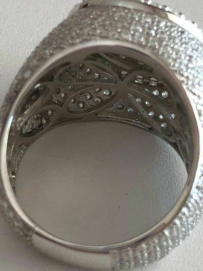 HarlemBling Mens Large Round Solid 925 Silver 10ct Diamond Pinky RING ICY HIP-HOP Size 7-13