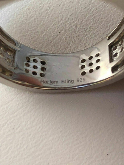 HarlemBling Mens Large Solid 925 Silver 4ct Simulated Diamond Pinky RING 14k Gold ICY Bling