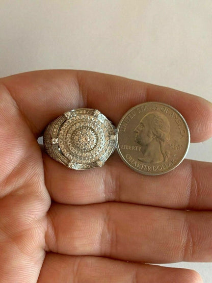 HarlemBling Mens Large Solid 925 Silver 5ct King Crown Diamond Pinky RING HIP-HOP Bust Down