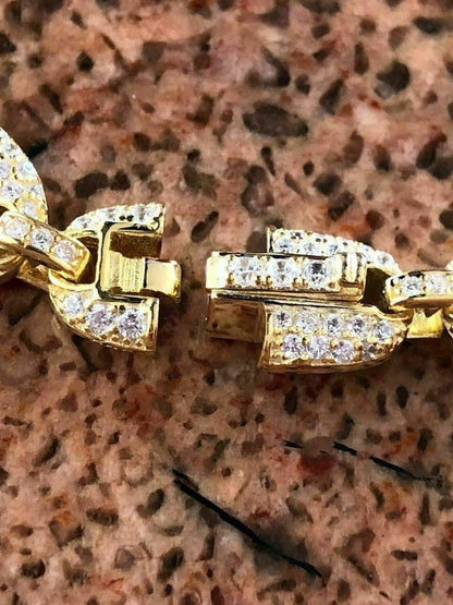 HarlemBling Mens Mariner Gucci Link Chain ICY Diamonds 14k Gold Over Solid 925 Silver 8mm