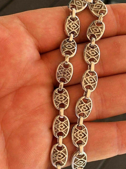 HarlemBling Mens Mariner Gucci Link Chain ICY Man Made Diamonds Solid 925 Silver 8mm Thick