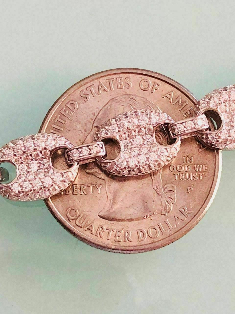 HarlemBling Mens Mariner Gucci Link Chain ICY Man Made Diamonds Solid 925 Silver 8mm Thick